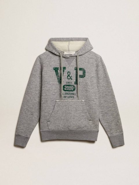 Sweatshirts Golden Goose Men Gray Hooded Sweatshirt With Front Pocket Gray