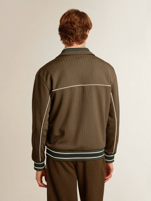 Sweatshirts Men’s Military Green Zipped Sweatshirt With White Logo Men Military Green Golden Goose - Image 4