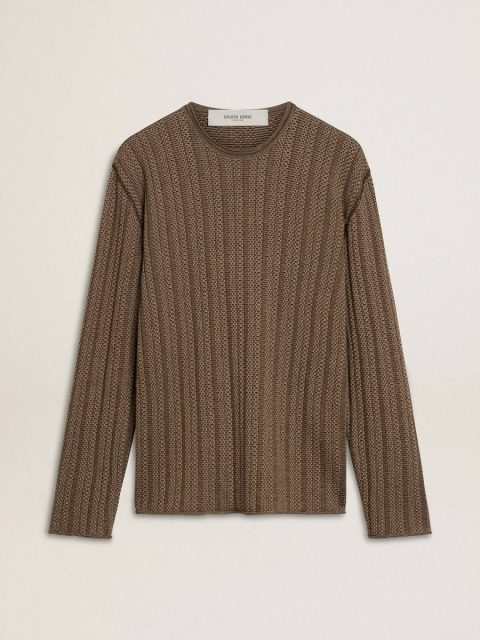 Sweatshirts Men's Travertine-Colored Sweater With 'Golden' Patch Lettering On The Back Men Travertine Golden Goose