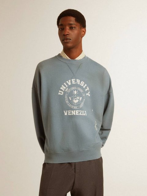 Sweatshirts Oversized Sweatshirt In Baby Blue With Distressed Finish Golden Goose Women Baby Blue - Image 2
