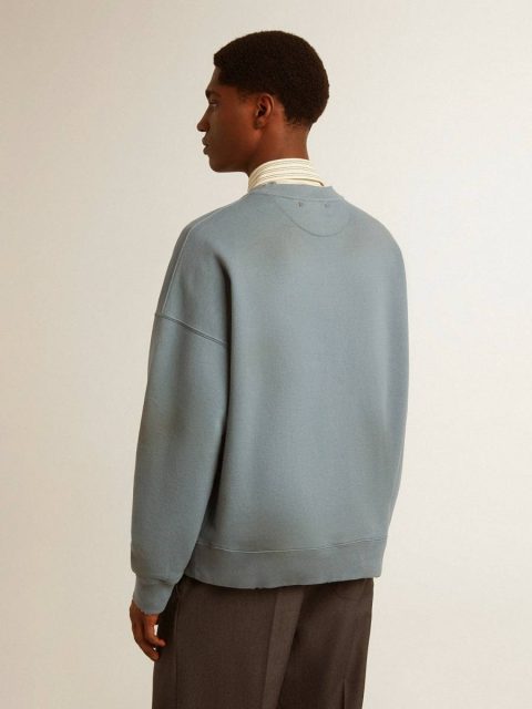 Sweatshirts Oversized Sweatshirt In Baby Blue With Distressed Finish Golden Goose Women Baby Blue - Image 4