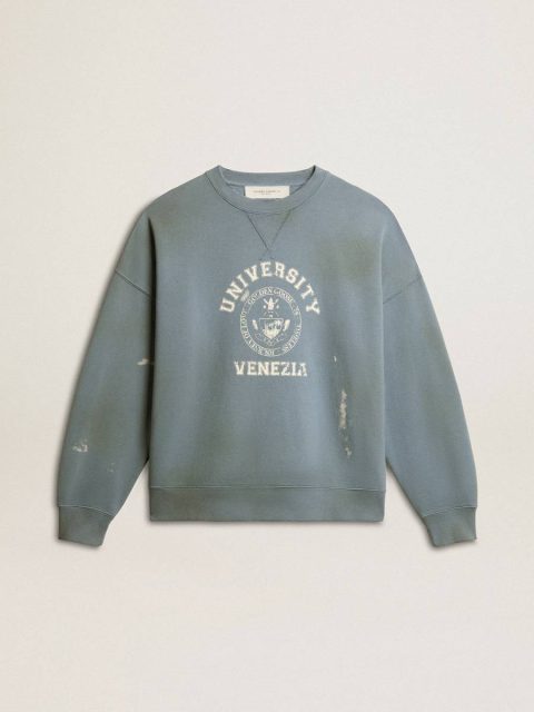 Sweatshirts Oversized Sweatshirt In Baby Blue With Distressed Finish Golden Goose Women Baby Blue