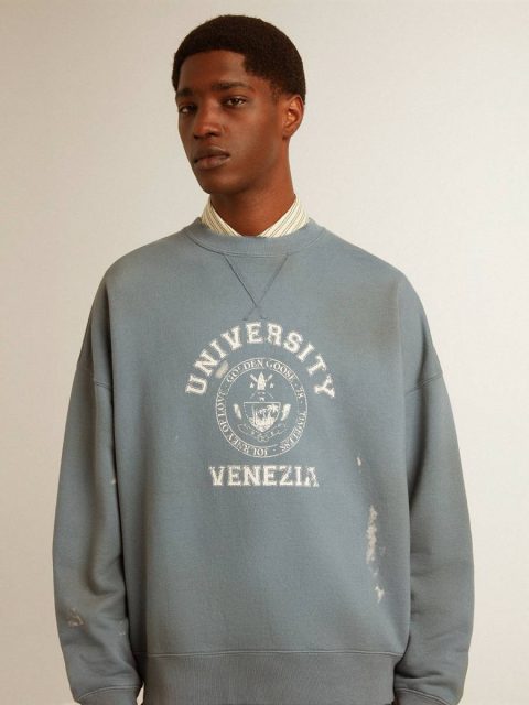 Sweatshirts Oversized Sweatshirt In Baby Blue With Distressed Finish Golden Goose Women Baby Blue - Image 5