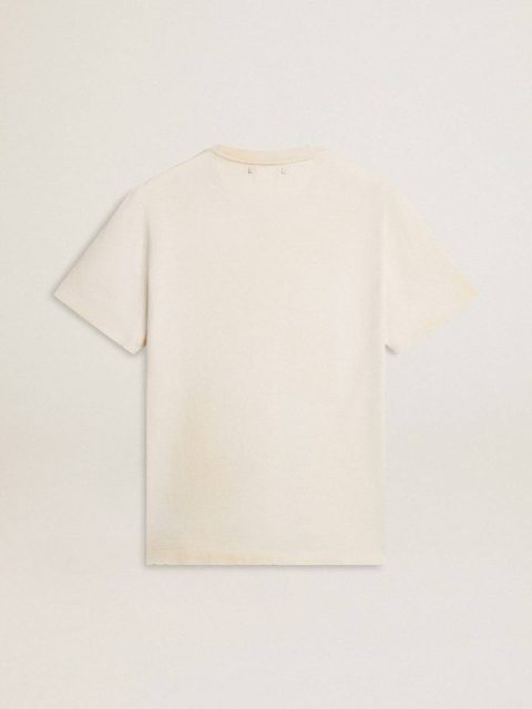 T-Shirts & Polo Shirts Men's Vintage-Look White T-Shirt With Front Print Golden Goose White Men - Image 2