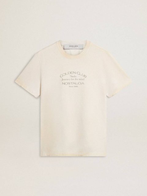 T-Shirts & Polo Shirts Men's Vintage-Look White T-Shirt With Front Print Golden Goose White Men