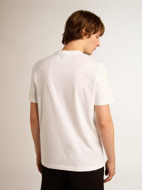 T-Shirts & Polo Shirts White Men's White T-Shirt With Silver Glitter Star On The Front Men Golden Goose - Image 4
