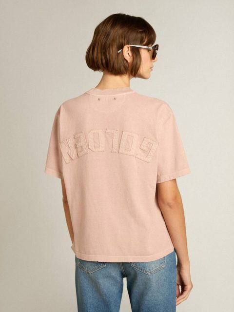 T-Shirts & Tops Powder-Pink T-Shirt With Reverse Logo On The Back - Jersey Capsule Powder Pink Women Golden Goose - Image 4