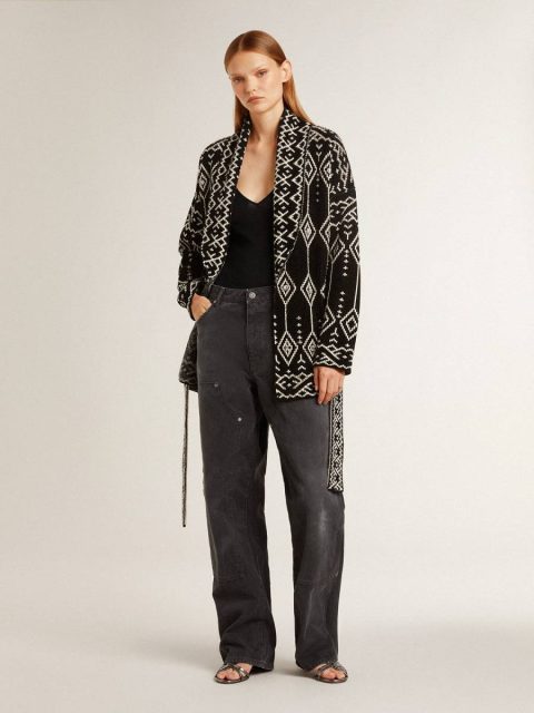 T-Shirts & Tops Women Women's Black V-Neck Bodysuit Black Golden Goose - Image 3