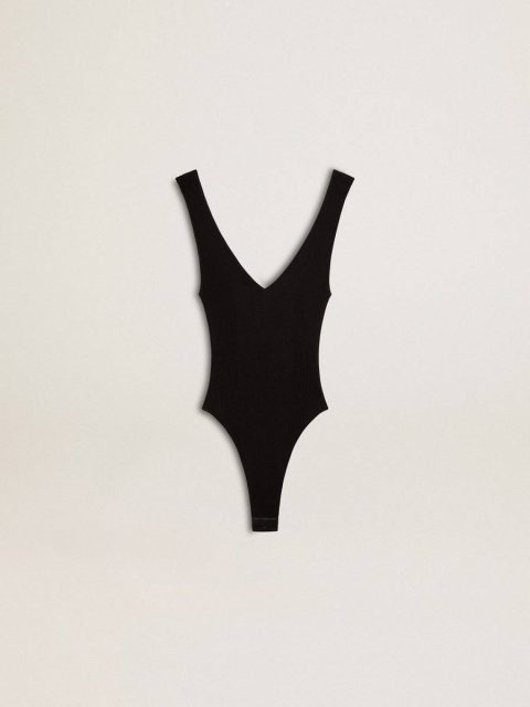 T-Shirts & Tops Women Women's Black V-Neck Bodysuit Black Golden Goose