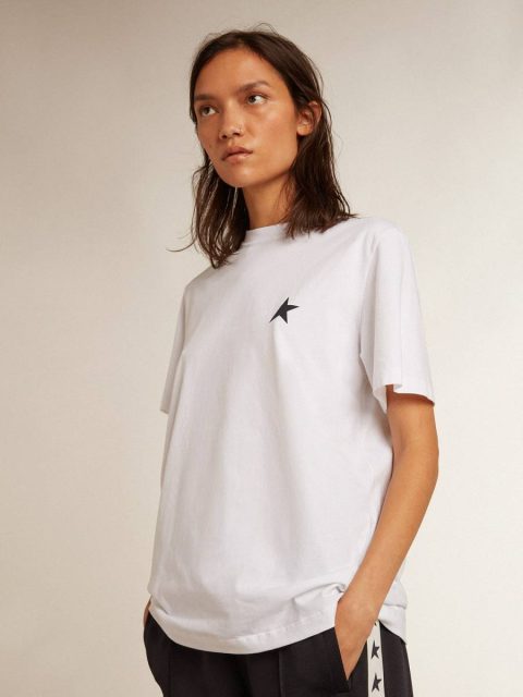 T-Shirts & Tops Women Women’s White T-Shirt With Dark Blue Star On The Front Golden Goose White - Image 5