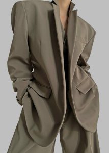 Tansy Oversized Blazer - Olive Outerwear The Frankie Shop Green Women - Image 3