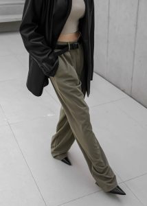 Tansy Pleated Trousers - Olive Green The Frankie Shop Bottoms Women