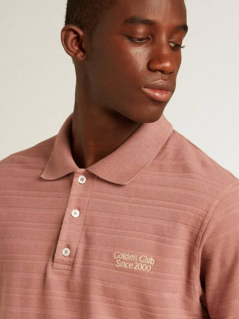 Taupe Pink-Colored Cotton Piquet Polo Shirt T-Shirts & Polo Shirts Men Golden Goose Taupe Pink - Image 2