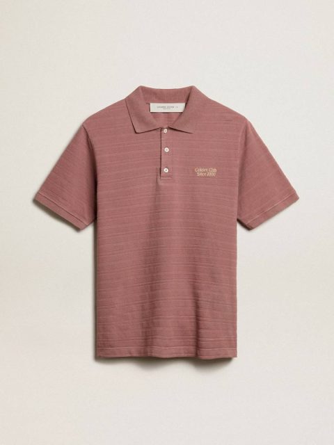 Taupe Pink-Colored Cotton Piquet Polo Shirt T-Shirts & Polo Shirts Men Golden Goose Taupe Pink