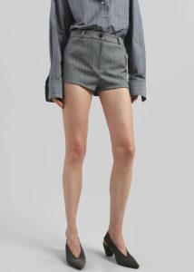 Tenby Striped Hot Pants - Grey Melange Bottoms Women The Frankie Shop Grey - Image 4