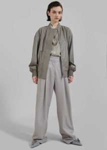The Frankie Shop Amber Faux Leather Bomber - Khaki Women Outerwear Green - Image 2