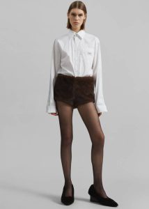 The Frankie Shop Banff Faux-Fur Hot Pants - Brown Women Bottoms Brown