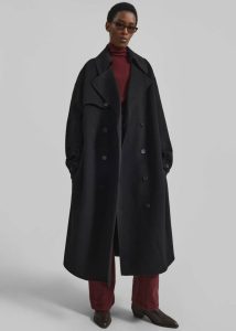 The Frankie Shop Black Mavis Long Coat - Black Outerwear Women