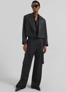 The Frankie Shop Black Outerwear Rosmont Shimmer Cropped Smoking Jacket - Black Women - Image 2