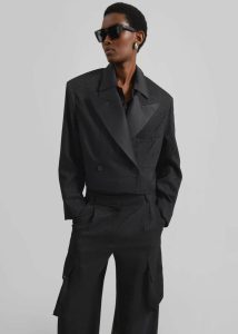 The Frankie Shop Black Outerwear Rosmont Shimmer Cropped Smoking Jacket - Black Women - Image 4