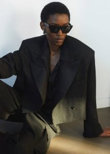 The Frankie Shop Black Outerwear Rosmont Shimmer Cropped Smoking Jacket - Black Women - Image 5