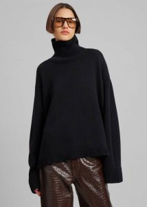 The Frankie Shop Black Rhea Trapeze Turtleneck - Black Women Knitwear