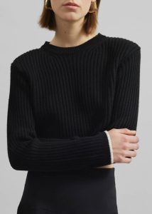 The Frankie Shop Black Ritsem Cropped Ribbed Wool Sweater - Black Women Knitwear - Image 2