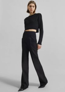The Frankie Shop Black Ritsem Cropped Ribbed Wool Sweater - Black Women Knitwear - Image 3