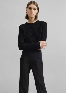 The Frankie Shop Black Ritsem Cropped Ribbed Wool Sweater - Black Women Knitwear - Image 5