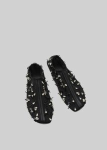The Frankie Shop Black Women Christopher Esber Frosted Beaded Mesh Flats - Black Flats