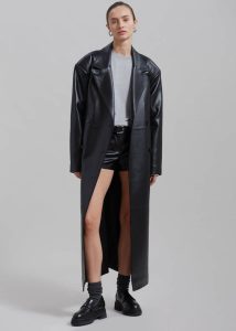 The Frankie Shop Black Women Tina Faux Leather Trench Coat - Black Outerwear - Image 3