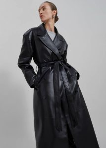 The Frankie Shop Black Women Tina Faux Leather Trench Coat - Black Outerwear - Image 4