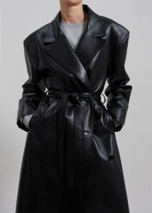 The Frankie Shop Black Women Tina Faux Leather Trench Coat - Black Outerwear - Image 5