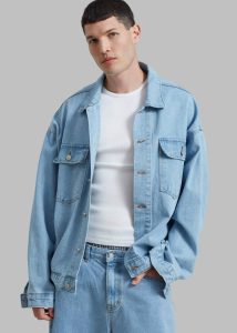 The Frankie Shop Blue Connor Oversized Denim Jacket - Worn Wash Outerwear Men