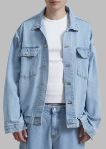 The Frankie Shop Blue Connor Oversized Denim Jacket - Worn Wash Outerwear Men - Image 4