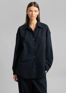 The Frankie Shop Blue Jour Shirt - Deep Navy Tops Women - Image 2