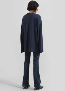 The Frankie Shop Blue Rio Oversized Sleeve Tee - Dark Navy Women Tops - Image 5