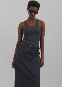 The Frankie Shop Blue Toni Leather Belt - Dark Navy Women Belts - Image 3