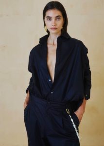 The Frankie Shop Blue Women Tops Darkpark Anne Tailored Poplin Shirt - Blue Navy - Image 3