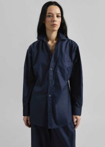 The Frankie Shop Blue Women Tops Darkpark Anne Tailored Poplin Shirt - Blue Navy - Image 5