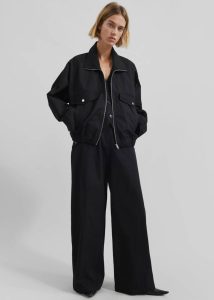 The Frankie Shop Bottoms Black Women Calix Wide Leg Pants - Black - Image 2