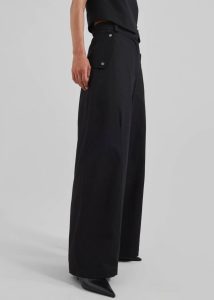 The Frankie Shop Bottoms Black Women Calix Wide Leg Pants - Black - Image 3