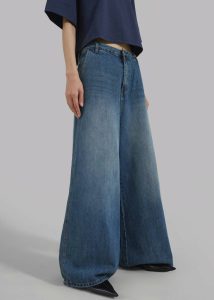 The Frankie Shop Bottoms Blue Women Eve Wide Leg Jeans - Medium Wash - Image 2