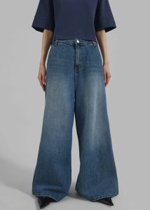 The Frankie Shop Bottoms Blue Women Eve Wide Leg Jeans - Medium Wash - Image 4
