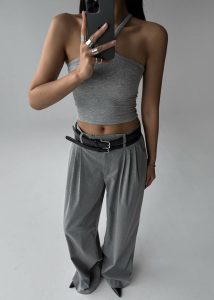 The Frankie Shop Bottoms Grey Linna Trousers - Light Grey Women