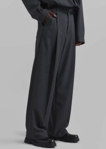 The Frankie Shop Bottoms Men Milton Wool Blend Trousers - Dark Grey Grey - Image 4