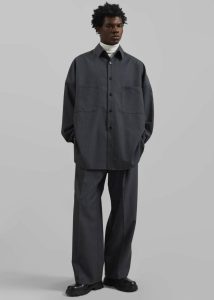 The Frankie Shop Bottoms Men Milton Wool Blend Trousers - Dark Grey Grey - Image 5