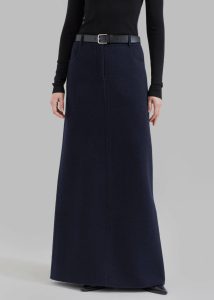 The Frankie Shop Bottoms Women Blue Malvo Long Wool Pencil Skirt - Navy - Image 3
