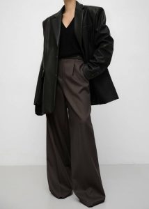 The Frankie Shop Brown Bottoms Women Kamila Wide Leg Trousers - Brown - Image 2