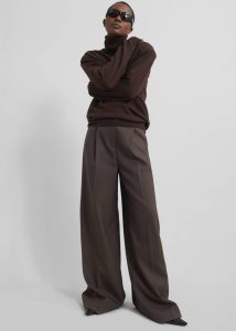 The Frankie Shop Brown Bottoms Women Kamila Wide Leg Trousers - Brown - Image 5